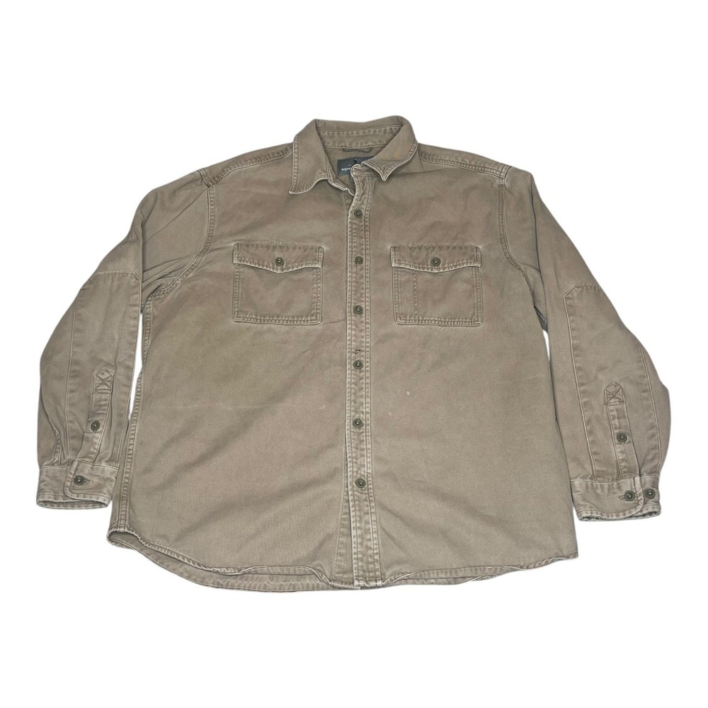Royal Robbins Mens XL Relaxed Fit Heavy Cotton Twill Button Down Shirt Khaki Tan